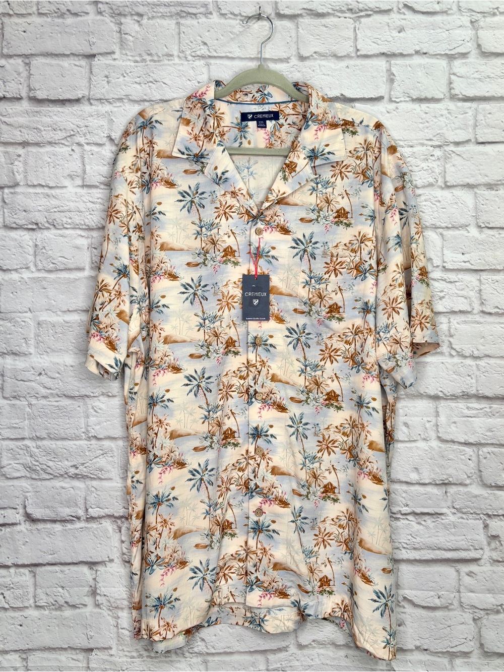 Cremieux Mens Hawaiian Button Down Shirt Size XXL (2XL)  Tropical Palm Aloha NWT